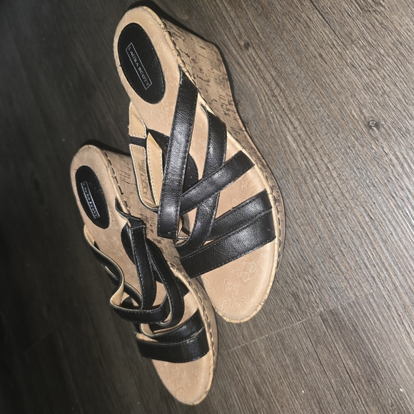 Black Wedge Sandals - Picture 1 of 4